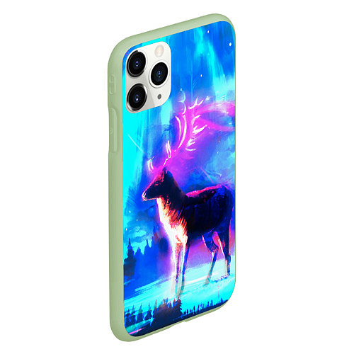 Чехол iPhone 11 Pro матовый Благородный олень / 3D-Салатовый – фото 2