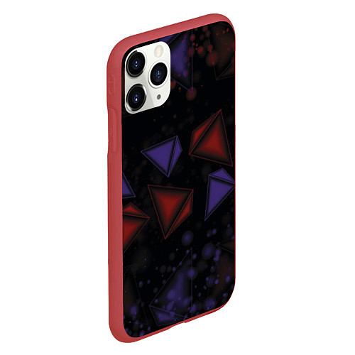 Чехол iPhone 11 Pro матовый Красные и синие треугольники / 3D-Красный – фото 2
