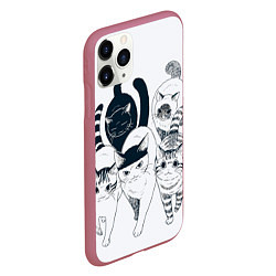 Чехол iPhone 11 Pro матовый Любопытные кошки, цвет: 3D-малиновый — фото 2