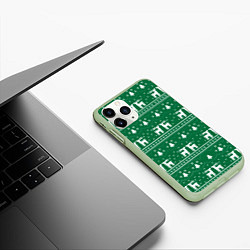 Чехол iPhone 11 Pro матовый Новогодний орнамент, цвет: 3D-салатовый — фото 2