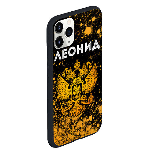 Чехол iPhone 11 Pro матовый Леонид и зологой герб РФ / 3D-Черный – фото 2