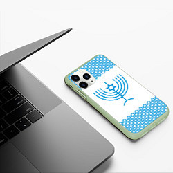 Чехол iPhone 11 Pro матовый Ханука праздник свечей, цвет: 3D-салатовый — фото 2