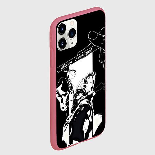 Чехол iPhone 11 Pro матовый Easy revenge - Человек бензопила / 3D-Малиновый – фото 2