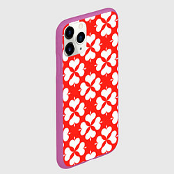 Чехол iPhone 11 Pro матовый Четырехлистный клевер красный, цвет: 3D-фиолетовый — фото 2