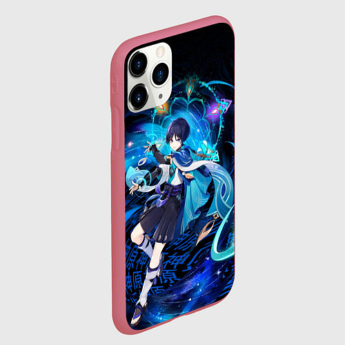 Чехол iPhone 11 Pro матовый Странник - Скарамучча / 3D-Малиновый – фото 2