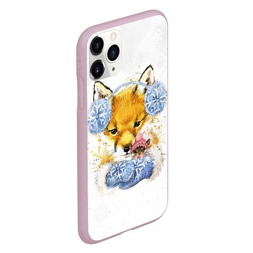 Чехол iPhone 11 Pro матовый Лисичка с мышкой / 3D-Розовый – фото 2