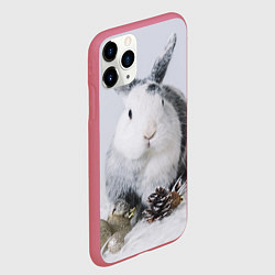 Чехол iPhone 11 Pro матовый Кролик с шишками и игрушками, цвет: 3D-малиновый — фото 2