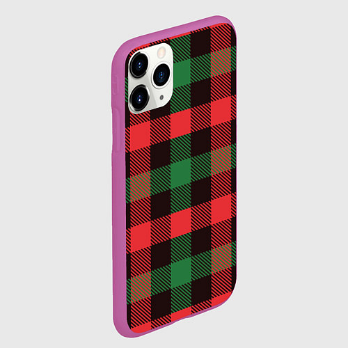 Чехол iPhone 11 Pro матовый Рождественский тартан / 3D-Фиолетовый – фото 2