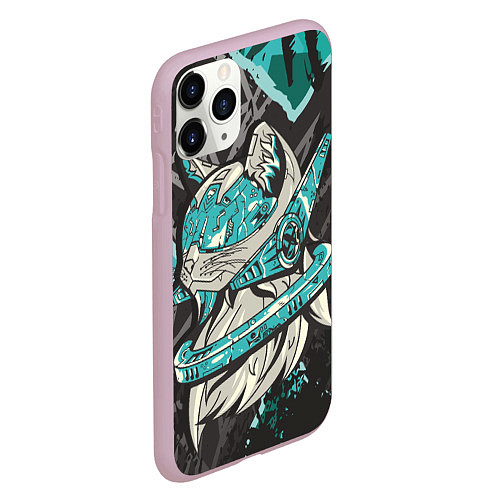 Чехол iPhone 11 Pro матовый Футуристический кот / 3D-Розовый – фото 2
