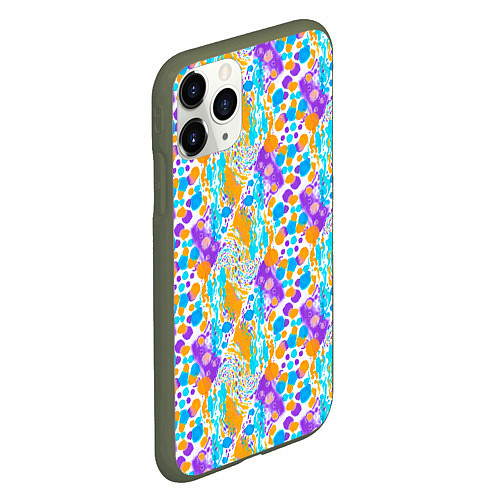 Чехол iPhone 11 Pro матовый Акварельные брызги / 3D-Темно-зеленый – фото 2