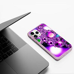 Чехол iPhone 11 Pro матовый Фиолетовые пузыри, цвет: 3D-розовый — фото 2