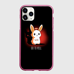 Чехол iPhone 11 Pro матовый Кролик чёртик, цвет: 3D-малиновый