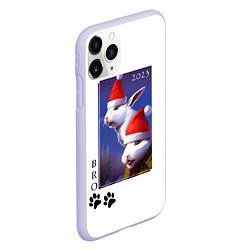 Чехол iPhone 11 Pro матовый Зайки BRO, цвет: 3D-светло-сиреневый — фото 2