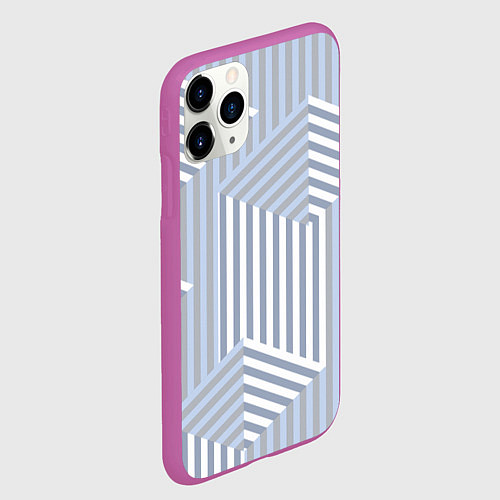 Чехол iPhone 11 Pro матовый Строгий геометрический узор / 3D-Фиолетовый – фото 2