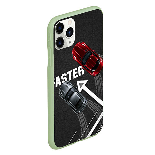 Чехол iPhone 11 Pro матовый Faster гонки JDM / 3D-Салатовый – фото 2