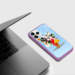 Чехол iPhone 11 Pro матовый Зайчик с ёлкой с советских открыток, цвет: 3D-фиолетовый — фото 2