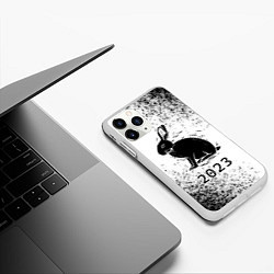 Чехол iPhone 11 Pro матовый НГ Кролик силуэт на светлом, цвет: 3D-белый — фото 2