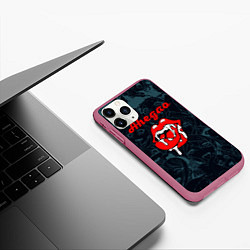 Чехол iPhone 11 Pro матовый Ахегао рот -ahegao lips, цвет: 3D-малиновый — фото 2