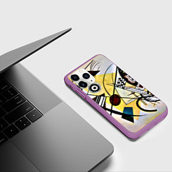 Чехол iPhone 11 Pro матовый Поперечная линия - Василий Кандинский, цвет: 3D-фиолетовый — фото 2