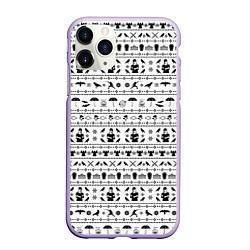 Чехол iPhone 11 Pro матовый Black pattern Wednesday Addams, цвет: 3D-светло-сиреневый