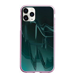 Чехол iPhone 11 Pro матовый Волнообразные тёмно-зелёные линии, цвет: 3D-розовый