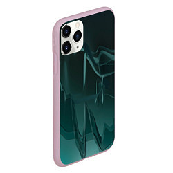 Чехол iPhone 11 Pro матовый Волнообразные тёмно-зелёные линии, цвет: 3D-розовый — фото 2
