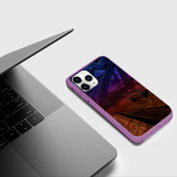 Чехол iPhone 11 Pro матовый Абстрактный черный узор на сиреневом, коричневом ф, цвет: 3D-фиолетовый — фото 2
