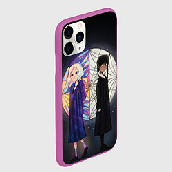 Чехол iPhone 11 Pro матовый Энид и Уэнсдэй на фоне окна, цвет: 3D-фиолетовый — фото 2