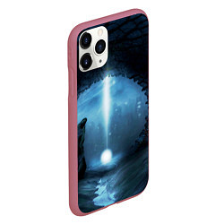 Чехол iPhone 11 Pro матовый Тёмная арка и свет в космосе, цвет: 3D-малиновый — фото 2