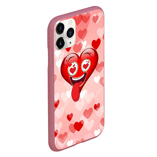 Чехол iPhone 11 Pro матовый Безумное сердце / 3D-Малиновый – фото 2