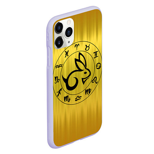Чехол iPhone 11 Pro матовый Черный кролик и знаки зодиака / 3D-Светло-сиреневый – фото 2
