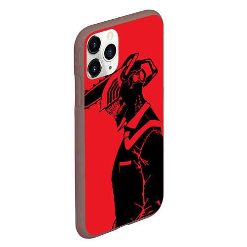 Чехол iPhone 11 Pro матовый Дэнджи в образе бензопилы / 3D-Коричневый – фото 2