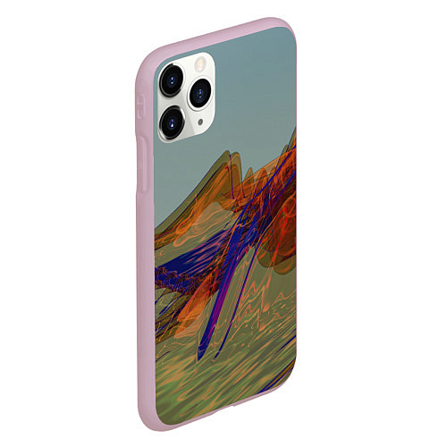 Чехол iPhone 11 Pro матовый Волнообразные разноцветные музыкальные линии / 3D-Розовый – фото 2