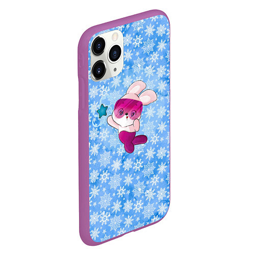 Чехол iPhone 11 Pro матовый Зайка со звездочкой / 3D-Фиолетовый – фото 2