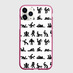 Чехол iPhone 11 Pro матовый Позы секса из камасутры, цвет: 3D-малиновый