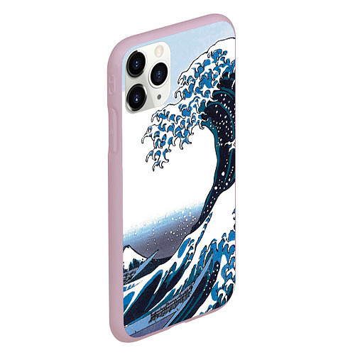 Чехол iPhone 11 Pro матовый Цунами в Японии / 3D-Розовый – фото 2