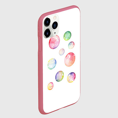 Чехол iPhone 11 Pro матовый Мыльные пузыри / 3D-Малиновый – фото 2