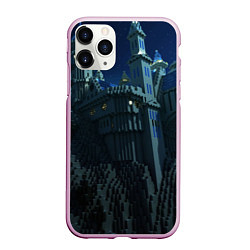 Чехол iPhone 11 Pro матовый Гора и замок из блоков майнкрафт, цвет: 3D-розовый