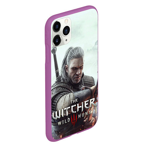 Чехол iPhone 11 Pro матовый Ведьмак 3 дикая охота / 3D-Фиолетовый – фото 2
