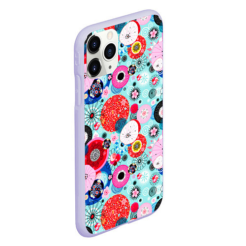 Чехол iPhone 11 Pro матовый Abstract flowers / 3D-Светло-сиреневый – фото 2