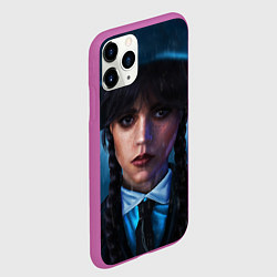 Чехол iPhone 11 Pro матовый Уэнсдэй под зонтом, цвет: 3D-фиолетовый — фото 2