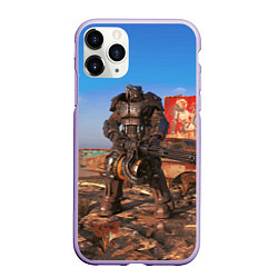 Чехол iPhone 11 Pro матовый Fallout 4 Power Armor x-01, цвет: 3D-светло-сиреневый