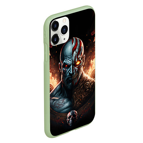 Чехол iPhone 11 Pro матовый God of War life and dead / 3D-Салатовый – фото 2