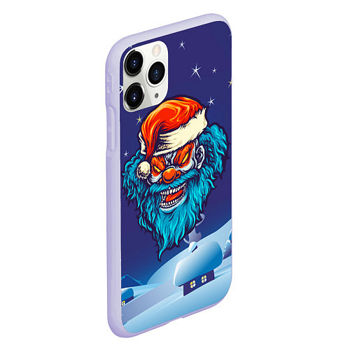 Чехол iPhone 11 Pro матовый Злой Санта синяя борода / 3D-Светло-сиреневый – фото 2