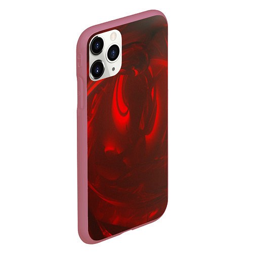 Чехол iPhone 11 Pro матовый Темно красные волны / 3D-Малиновый – фото 2