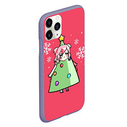 Чехол iPhone 11 Pro матовый Аниме девочка в костюме ёлки, цвет: 3D-серый — фото 2