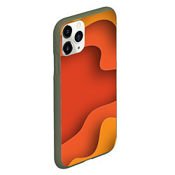 Чехол iPhone 11 Pro матовый Оранжево-жёлтый разлом, цвет: 3D-темно-зеленый — фото 2