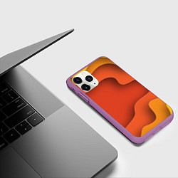 Чехол iPhone 11 Pro матовый Оранжево-жёлтый разлом, цвет: 3D-фиолетовый — фото 2