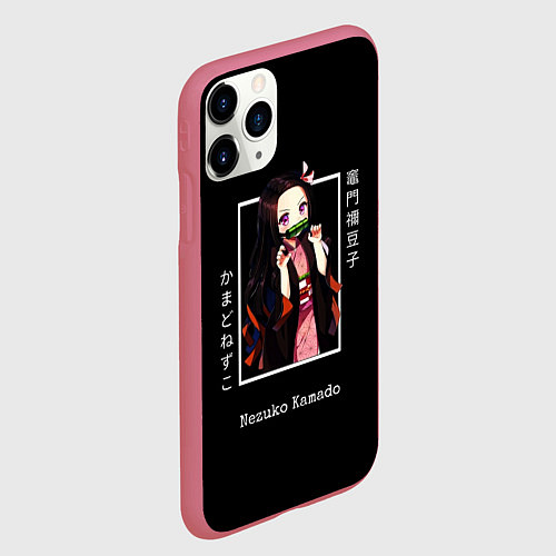 Чехол iPhone 11 Pro матовый Клинок, рассекающий демонов: персонаж Незуко Камад / 3D-Малиновый – фото 2