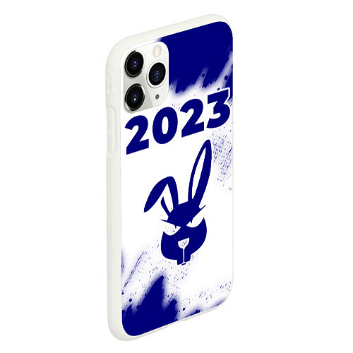Чехол iPhone 11 Pro матовый Кролик НГ хитрый на светлом / 3D-Белый – фото 2